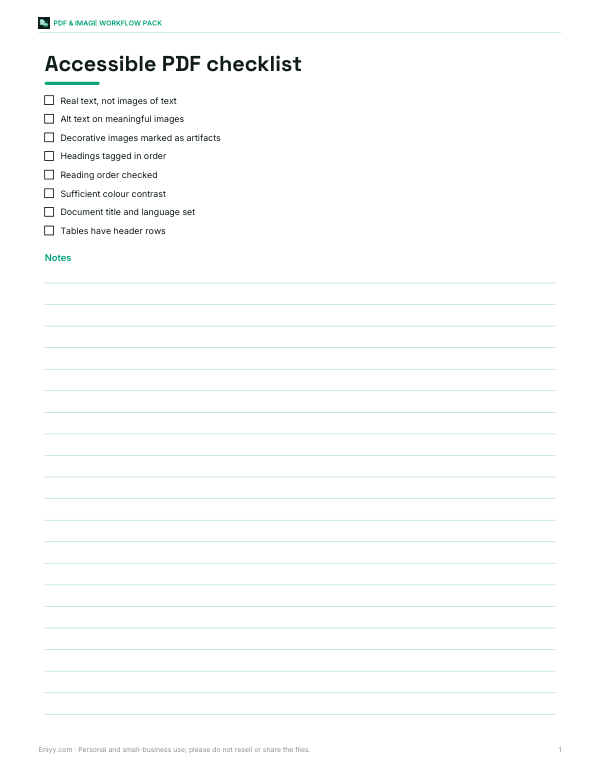 Preview of Printable Accessible PDF Checklist